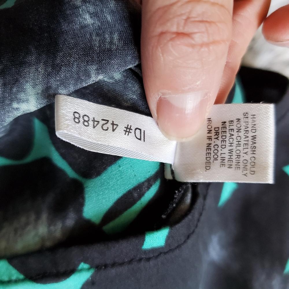 EXPRESS High Neck Turquoise & Black Blouse - Picture 5 of 5